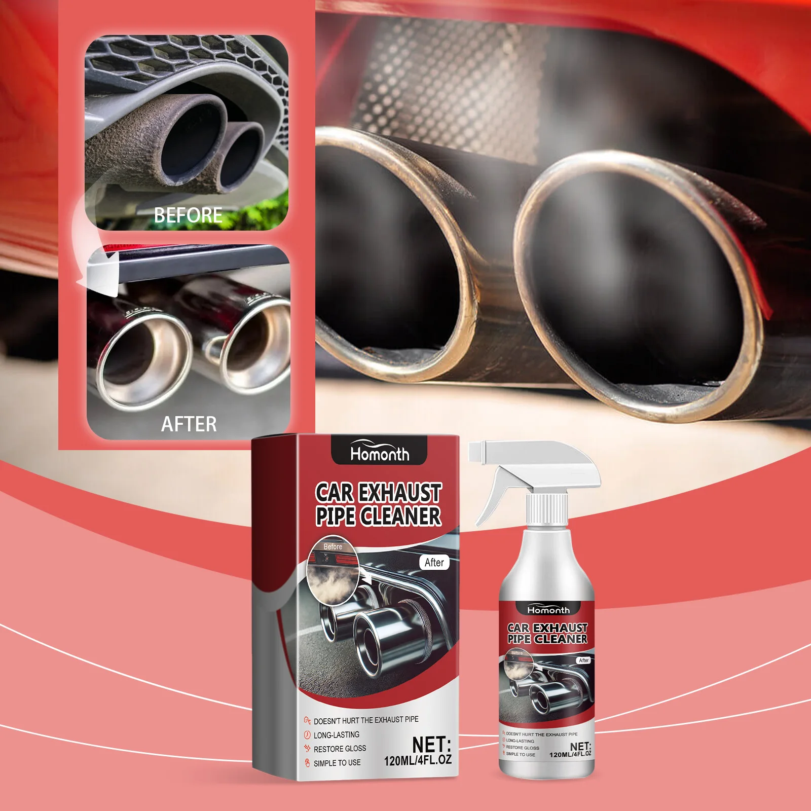 Car Exterior Cleaner for Cars Metal Surface Rust Cleaner Spray car Exterior Rust Remover Agent Antirust Agent 60Ml