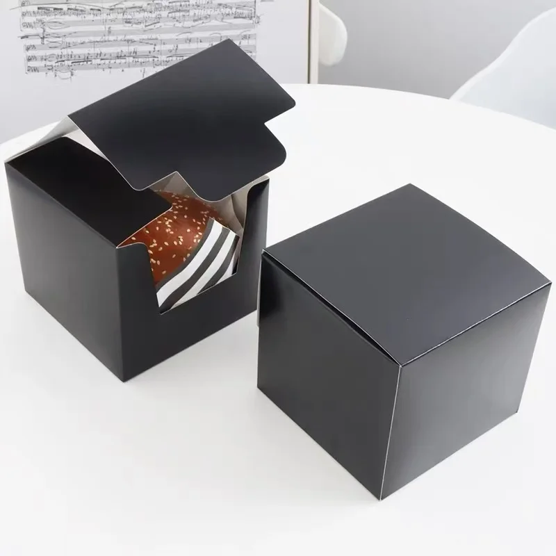 50pcs Black Paper Sandwich Boxes, Disposable Burger, Toast, Bread, Donut, Egg & Pas... - SKU BPHB2315 - UGI Packaging