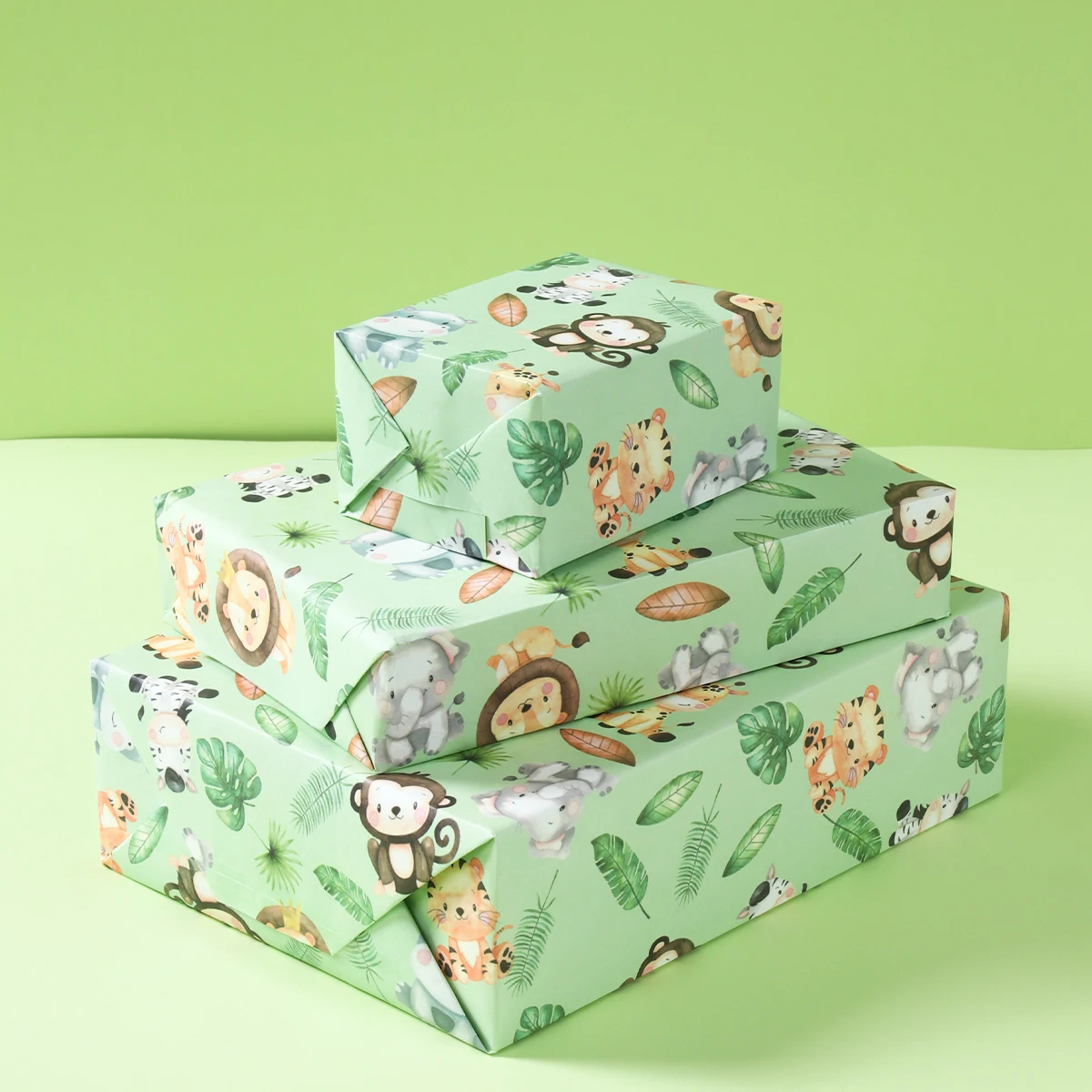 

Jungle Animals DIY Gift Wrapping Paper 50 * 70cm Children's Friends Holiday Gift Box Wrapping Paper Jungle Animals Party Deco
