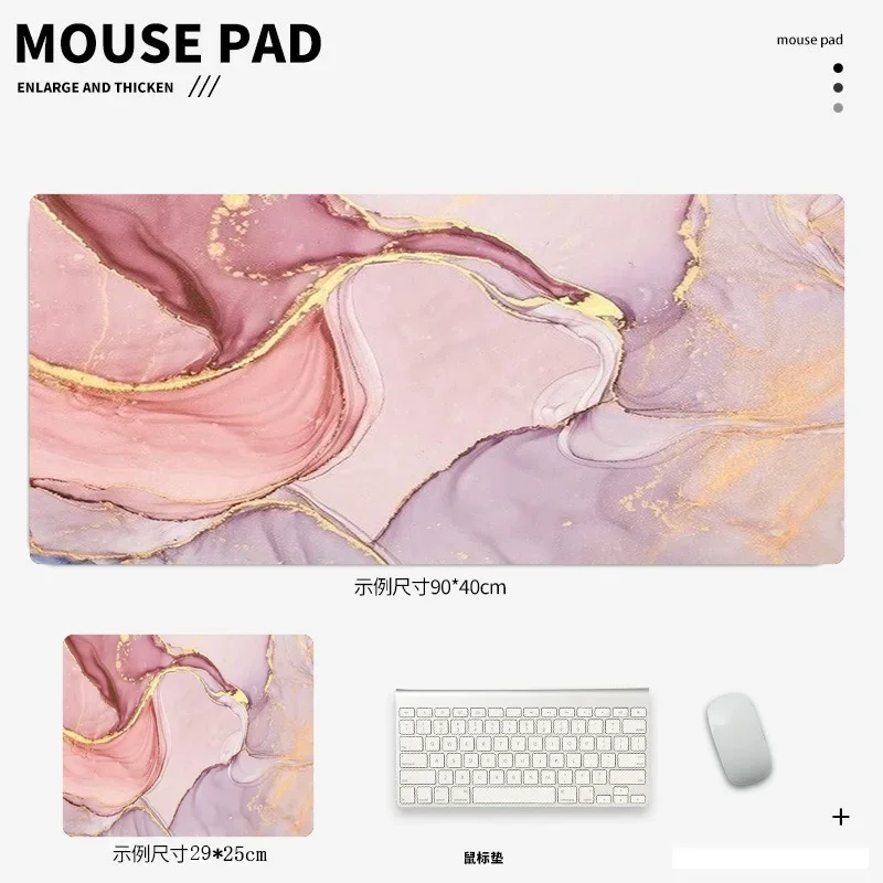 Luxurious Rose Gold Marble Texture Large Desk Mat - Premium Soft Rubber Gaming Mouse Pad and Keyboard Surface