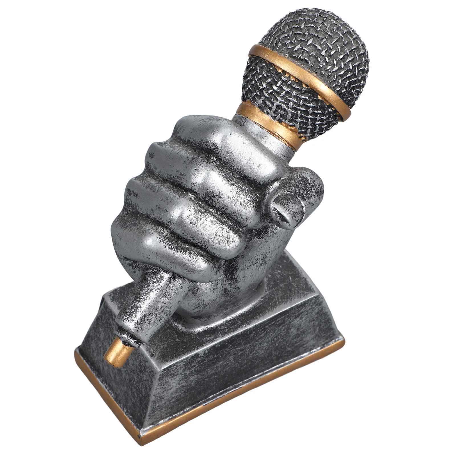 

Микрофонные трофеи Серебряный певец трофей благодарность подарок искусственный микрофон трофей пение награда трофей караоке соревнования