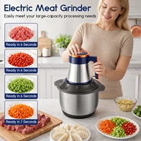Hachoir Électrique Multi-Vitesses Grande Capacité avec Bol en Acier Inoxydable, Hachoir Alimentaire 5 Lames, Processeur pour Viande, Légumes, Ail, Oignon, Cuisine Domestique 3