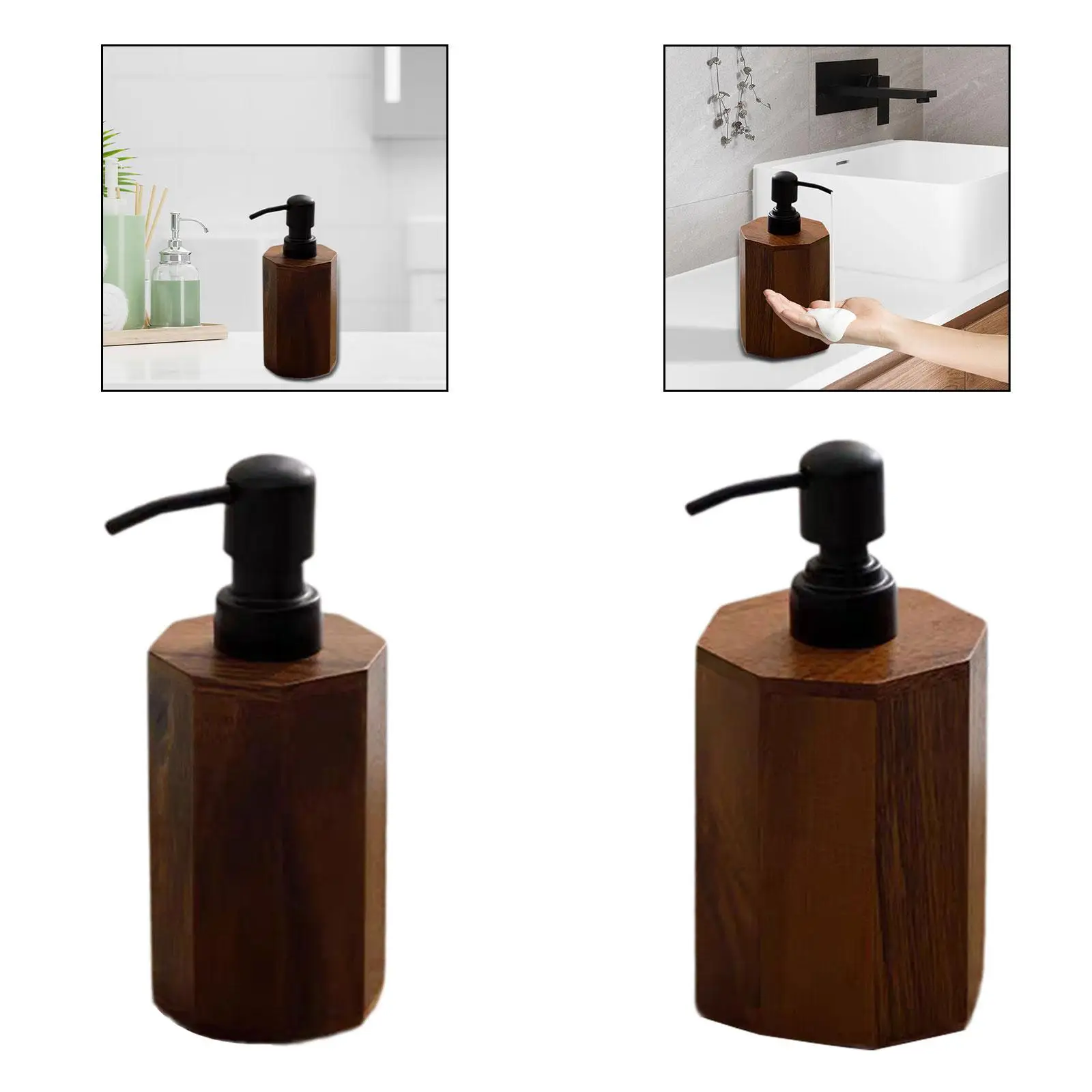 Soap Dispenser Empty Wooden Dish Soap Dispenser for Hotel Home Bathroom