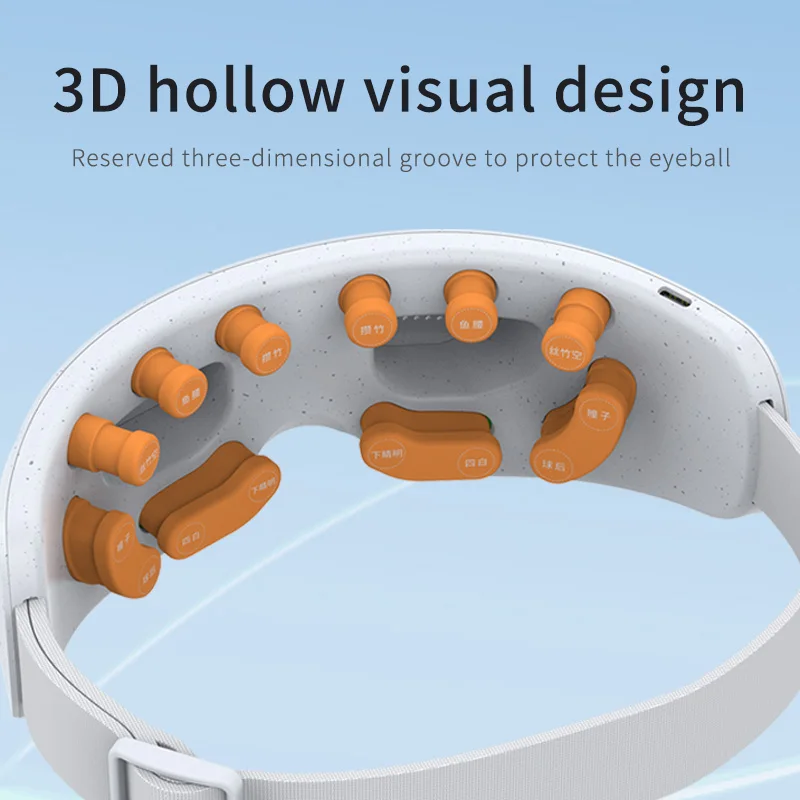 Gentle Visible Eye Acupressure Massager with 3 Mode Rechargeable Eye Care Device with Vibration Bluetooth for Refresh Eye