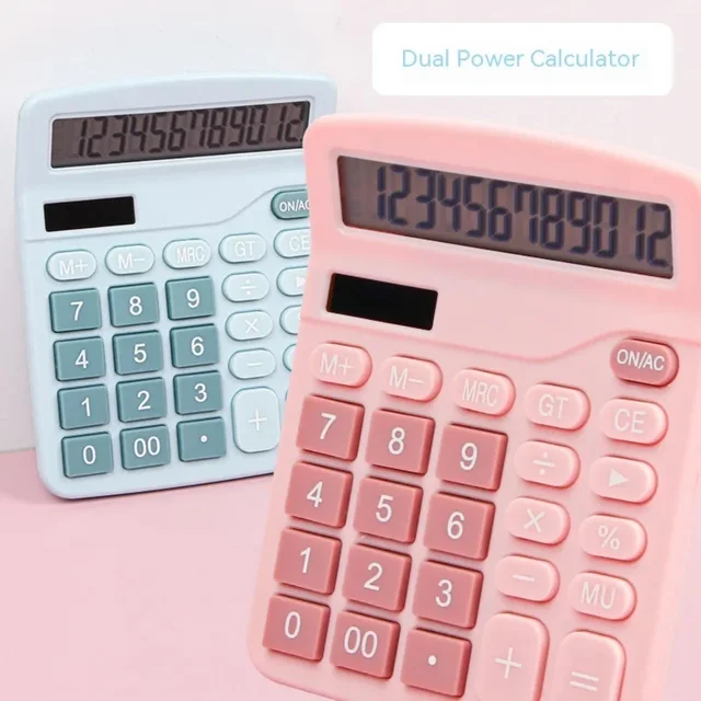 Calculatrice électronique à 12 chiffres, calculatrice solaire, double alimentation, pour la maison, le bureau, l'école, outils de comptabilité financière