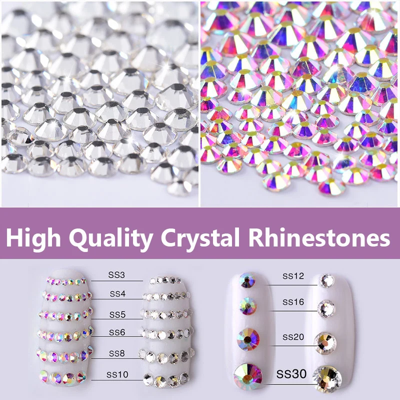 

SS3-SS8 7200pcs Non HotFix Nail Art Rhinestones Diamonds Gems 3D Nail Charms Shoes and Dancing Decorations Accessories