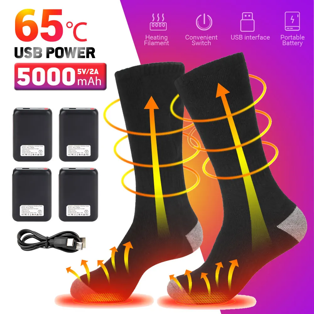 

Heated Socks Winter Heated Socks Rechargeable Electric Thermal Socks Warm Boots Snowmobile Skiing Foot Warmer Camping Cycling