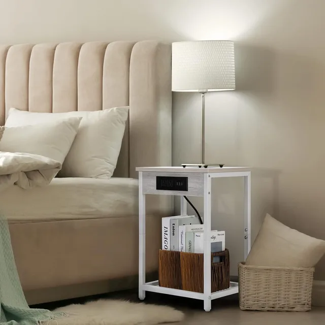 Modern 2-Tier Nightstand with USB 5