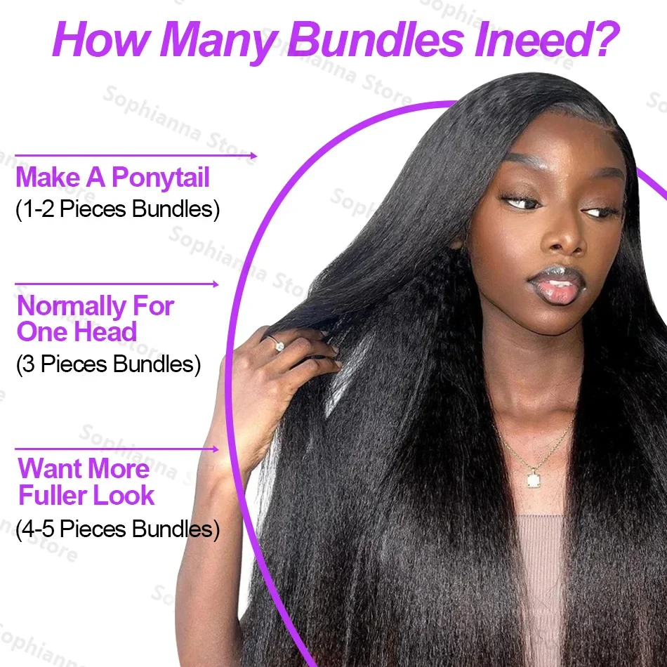 30 Inch Human Hair Indian 12A Kinky Straight 3 Bundles Raw Virgin Unprocessed Yaki Straight Double Weft Bulk Braiding Hair 5