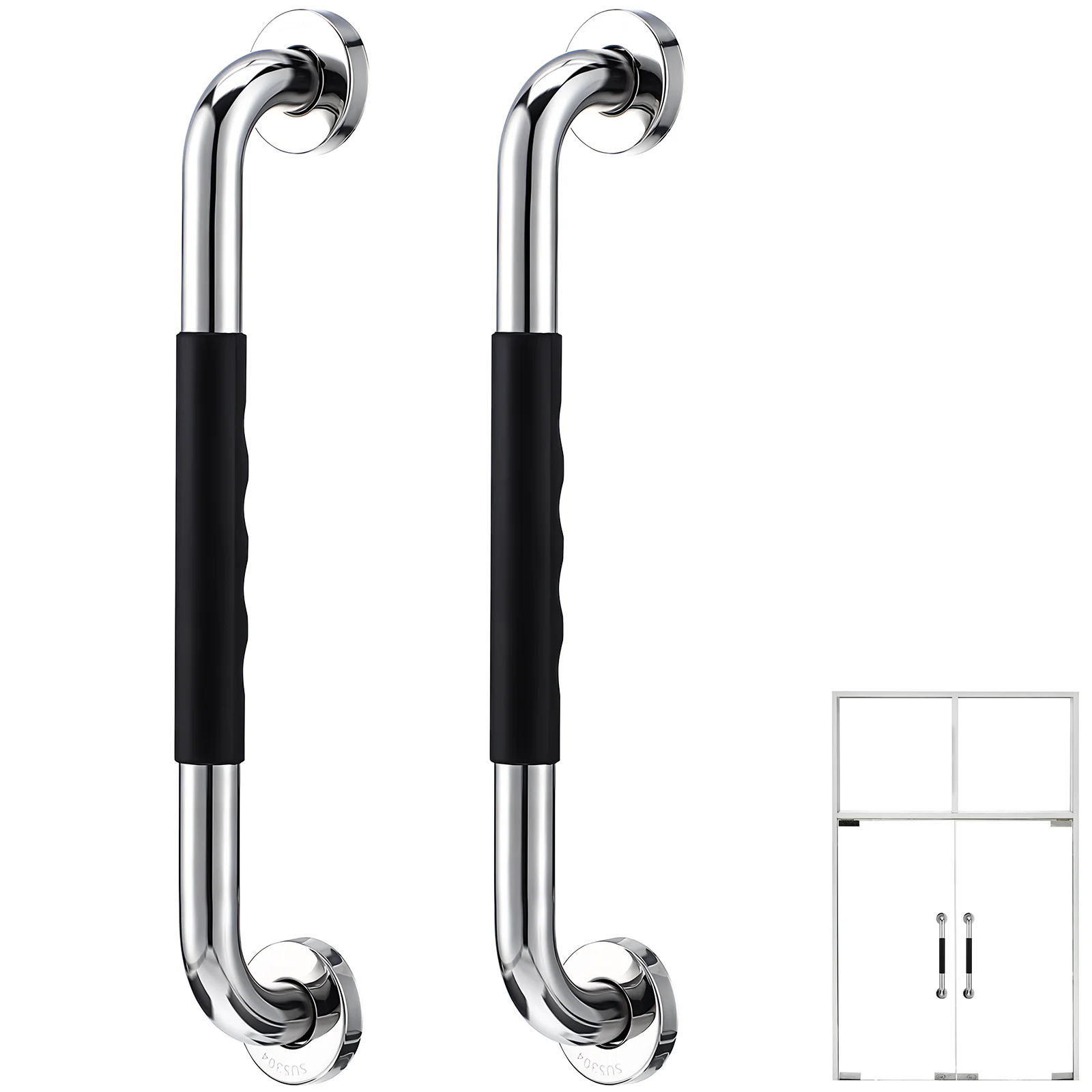 

Hand Grips Handle 304 Stainless Steel Silicone Handrail Bathroom Shower Bars Safety