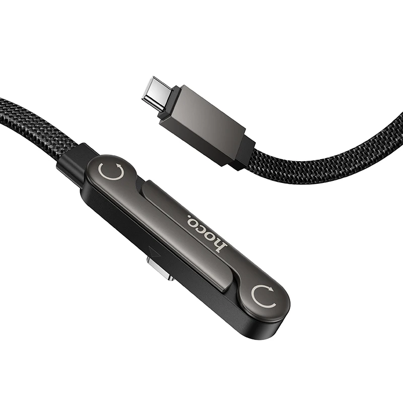 HOCO 60W 2in1 USB C to C 고속 충전 접이식 폰 홀더 데이터 케이블 (아이폰 17, 16 호환) 데스크탑 브래킷 유선 케이블 (삼성 호환)