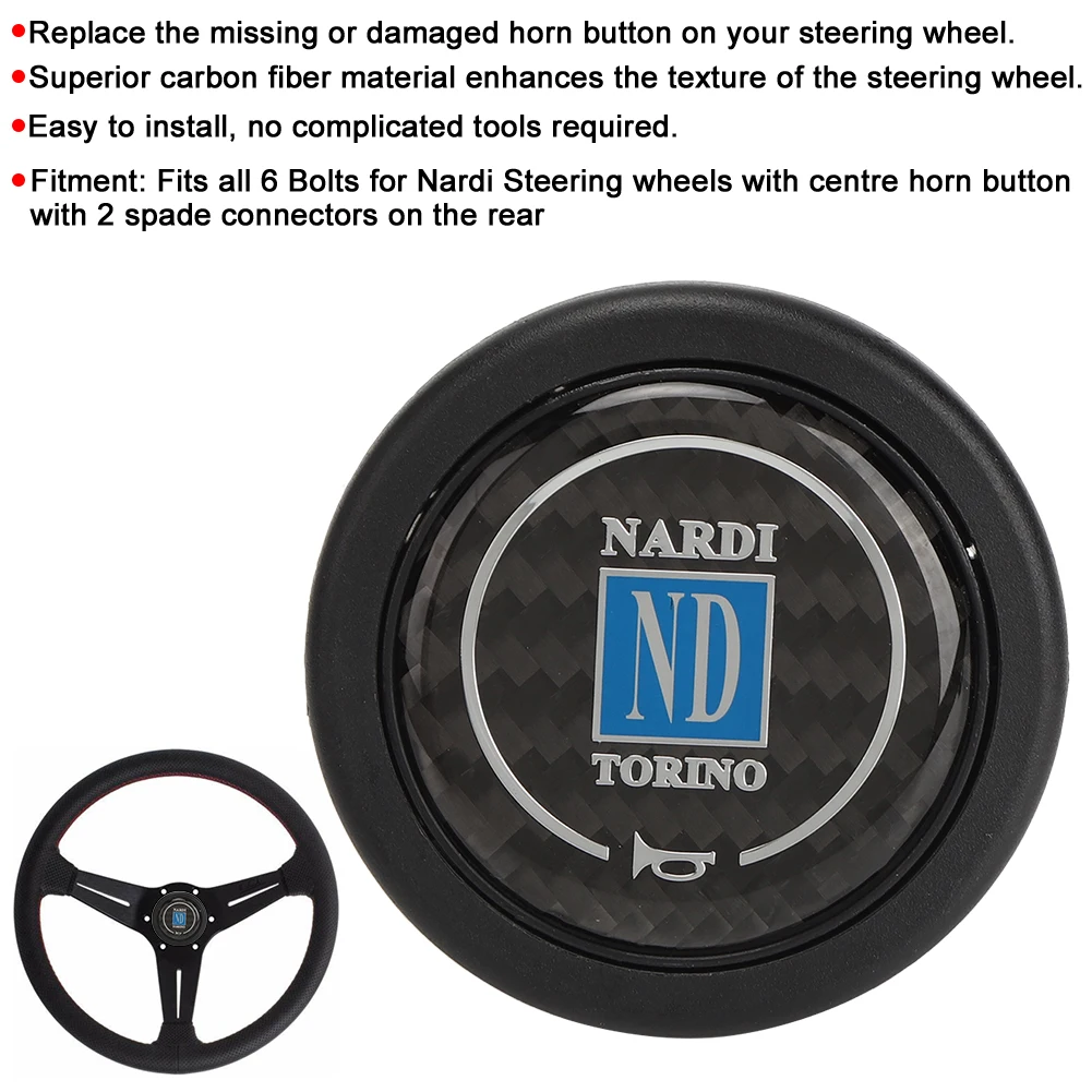 Horn Switch Steering Wheel Switch Carbon Fiber Horn Push Button Kit 6 Nardi Steering Wheel Car Modified Accessory