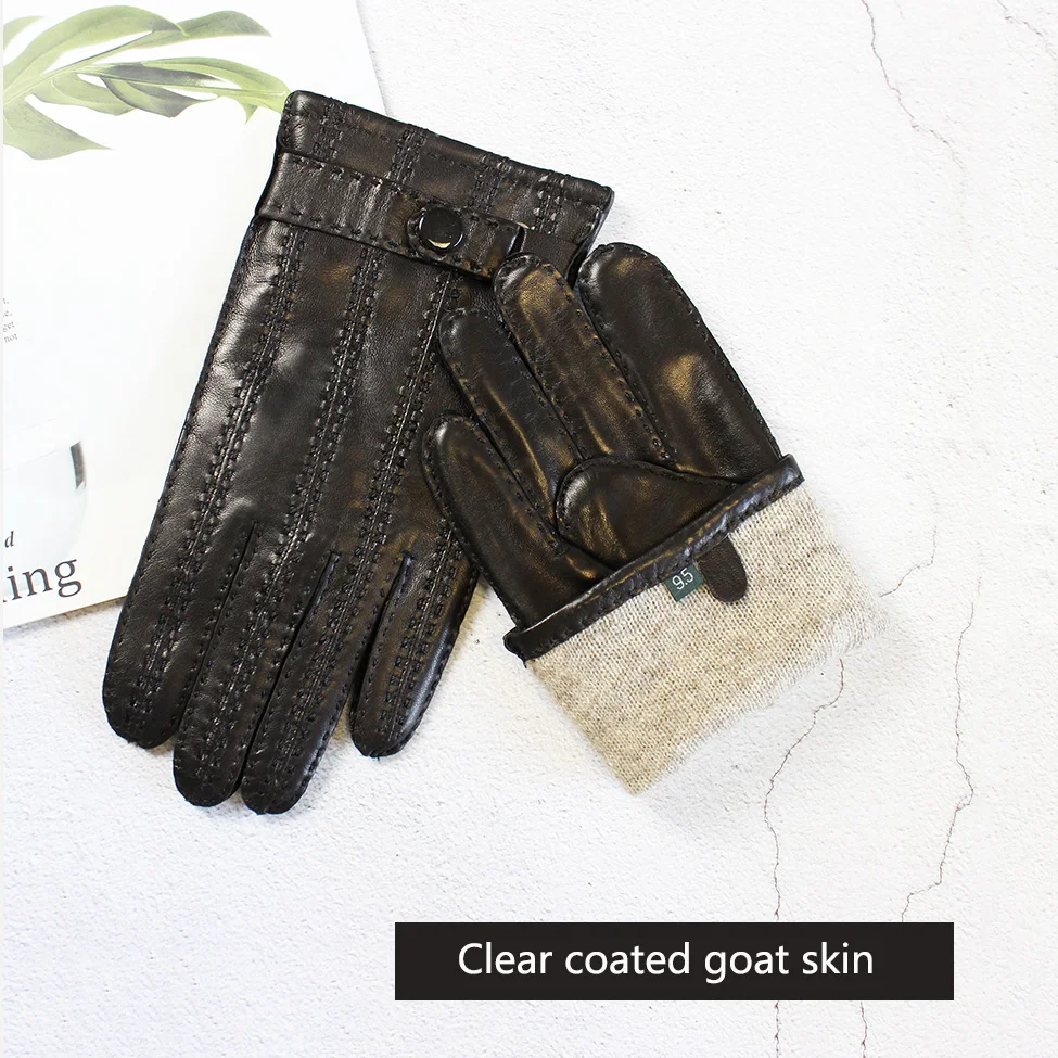 Guantes De Invierno De Cuero De Oveja Para Hombre - Forro De Cachemir, Conducción Y Motocicleta