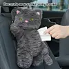 Plush Tissue Dispenser Plush Hangable Animal Car Tissue Holder 2 In 1 Car Tissue Box And Trash Can Decorative Organizer Black 2
