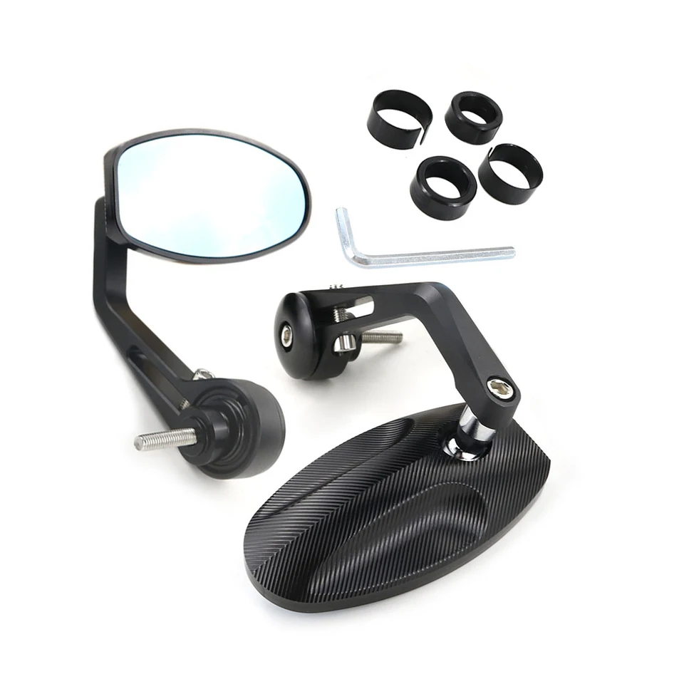 JMTBNO Motorcycle Handlebar End Mirrors - Black CNC Aluminum, Universal For Honda, Kawasaki, Suzuki, Yamaha