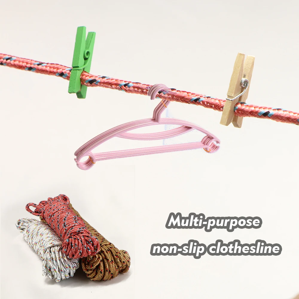 Strong Nylon Fiber Braided Rope Outdoor Clothesline for Shading Net Tarpaulin Rainproof Cloth Fixed Cord Multi-Role Lashing Rope 6