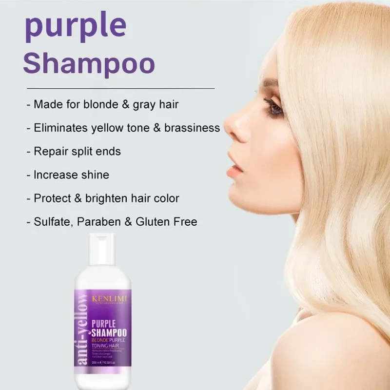 Purple Shampoo Blonde Platinum Bleached Silver Gray Remove Yellow Tones Brassiness Shampoo Nourishing Beauty Care 3