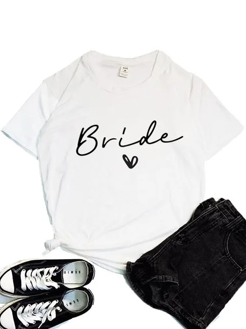 Women Team Bride Bachelorette Party Shower Hen Party Bridesmaid T-Shirt 2022 Girls Wedding Female Tops Tees B2725B-White