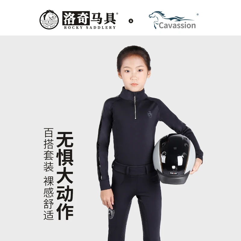 Cavpassion-Equestrian Rider Clothes for Kids, T Shirt, Long Sleeve and Breeches, Whole Sets for Horse Riding