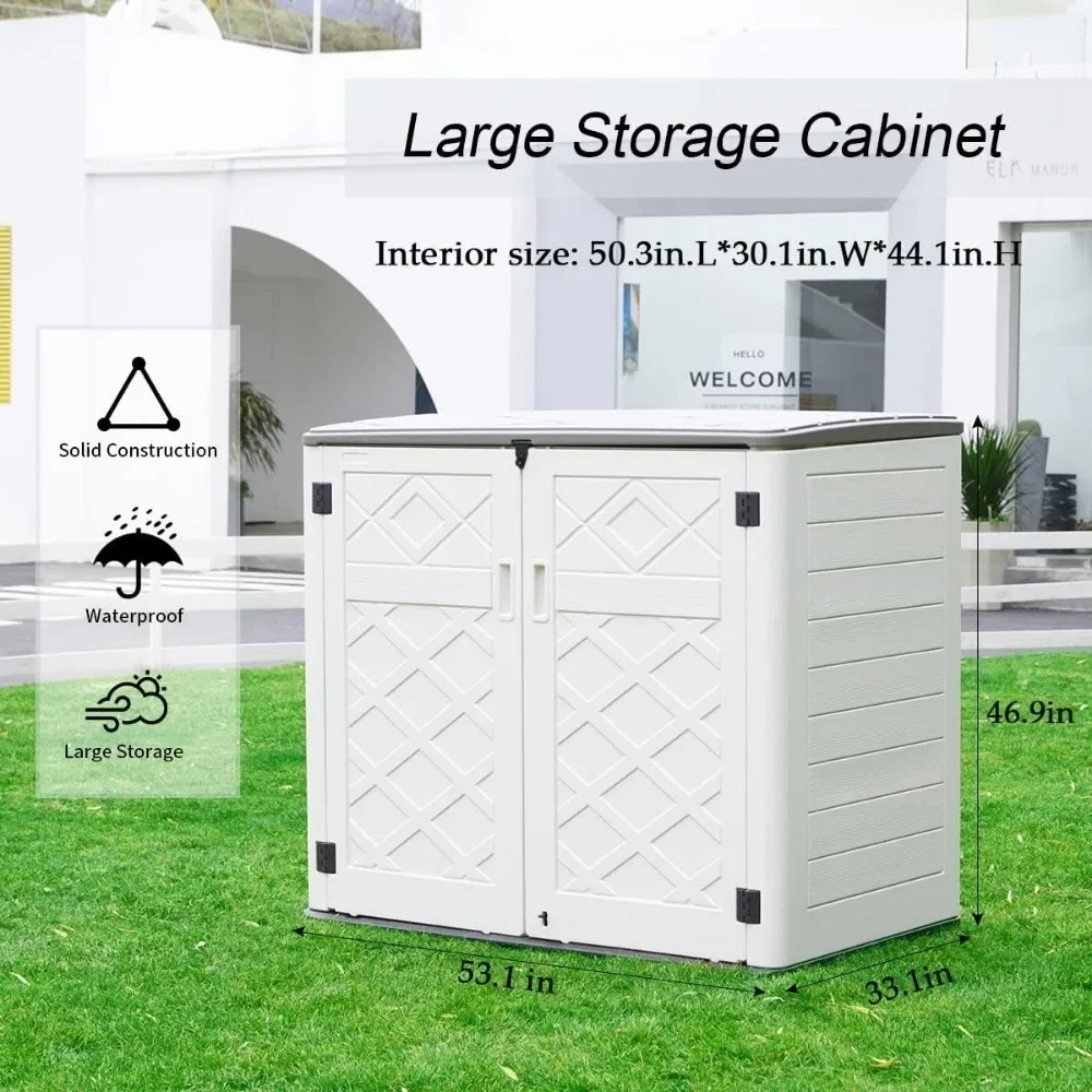 Resin Outdoor Storage Shed, 38 Cu.ft Outdoor Storage Box Waterproof for Garden Tools, Patio Furniture, Trash Cans, Tool Cabinet 6