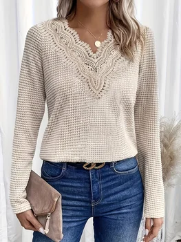 Elegant Casual Woman T-Shirt Fashion Loose T-Shirt Woman Temperament Long sleeve T-Shirt Holiday Weekend 1