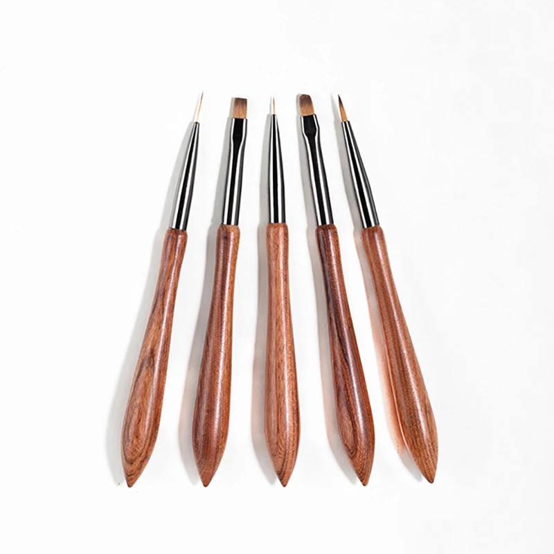 Nail Design Art Line Pen Detail Brush Wooden Handle Nail Construction Painting Brush Extension Drawing Light Therapy Pen
