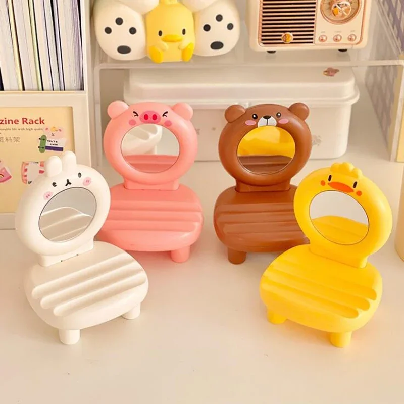 Phone Holder Cute Animals with Mirror Adjustable Bracket Office Tablet Support Stand Desk Organizer