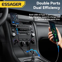 Essager Bluetooth 5.3 Car Charger 3.5mm Jack AUX Cable 35W Fast Charging for iPhone16 15 Huawei Samsung Bluetooth Car Chargers 2