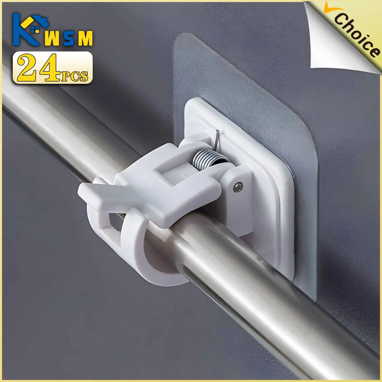 4/6/24Pc Adjustable Curtain Rod Clip Self Adhesive Clamp Hook Curtain Rod  Holder Wall Bracket Holder Nail-Free Wall Hanging Clip