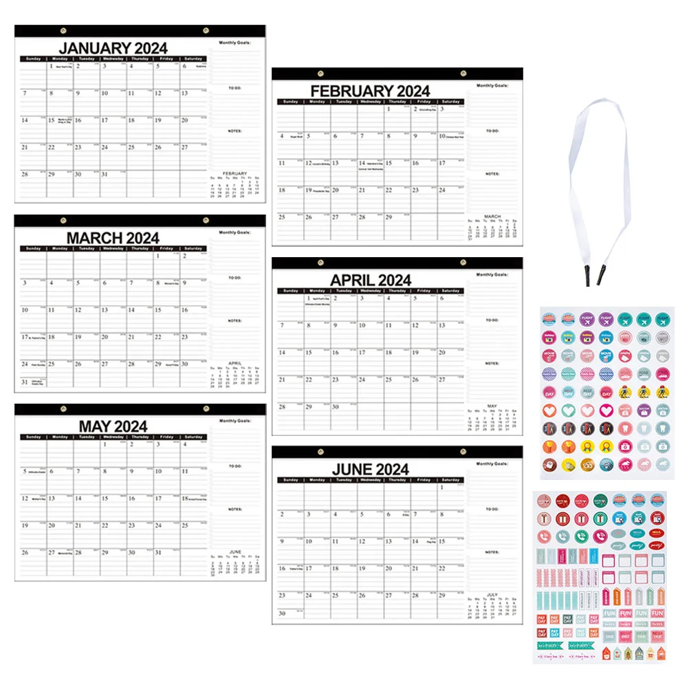 2024 English Wall Calendar Home Accents Decor Daily Schedule Multifunction Household Month Paper Office Planner 2024 desk calendar 2024 mini english desk calendar portable standing monthly planner for home office school with twin wire