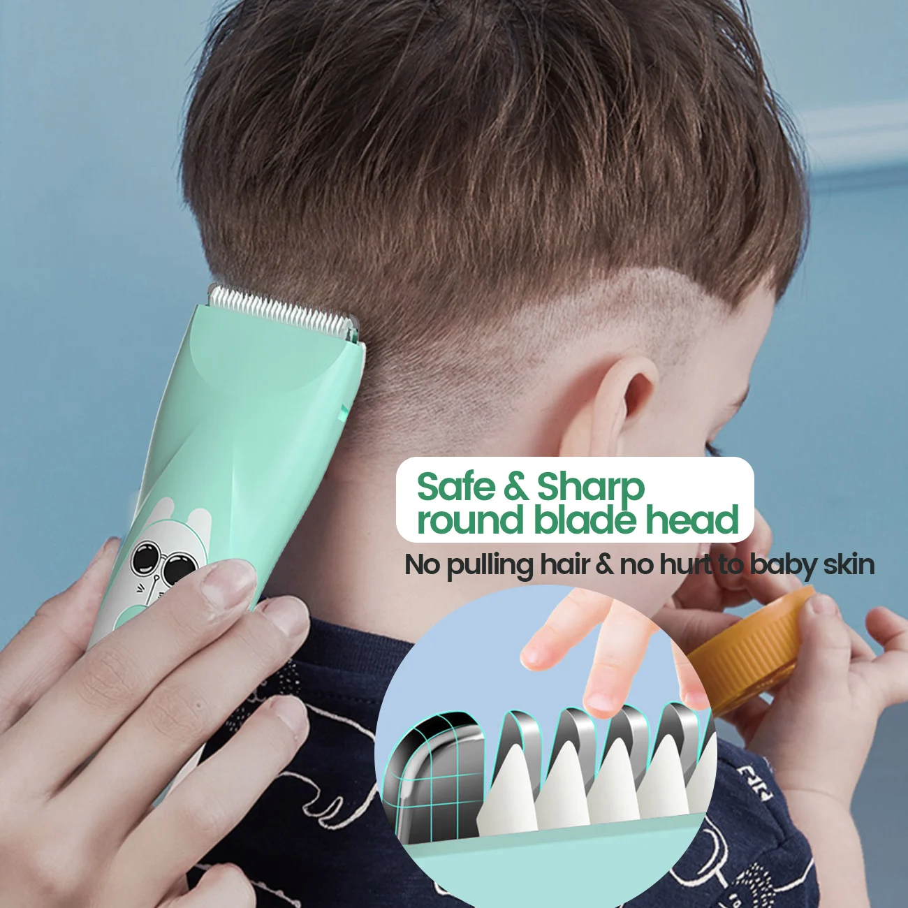 Quiet Baby Hair Trimmer Electric Rechargeable Kids Hair Clipper for Children Sleep Haircut Safe Ceramic Blade Waterproof 2
