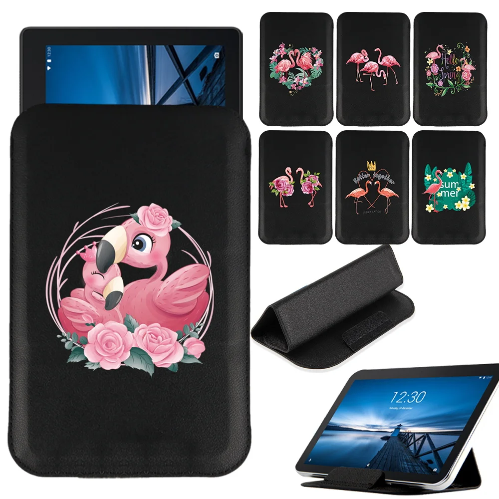 Tablet Stand Bag For Lenovo Tab M10 Plus 10.3/Tab M10 10.1/Tab M10 Hd 10.1/Tab E10 10.1/Tab M8/Tab M7 Flamingo Print Magnet Pack