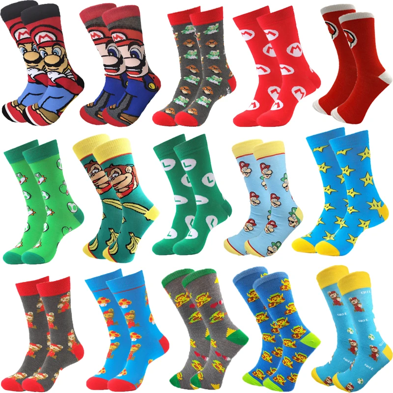Fun Mario Bros Men's Socks Funny Odyssey Yoshi Princess Peach Anime