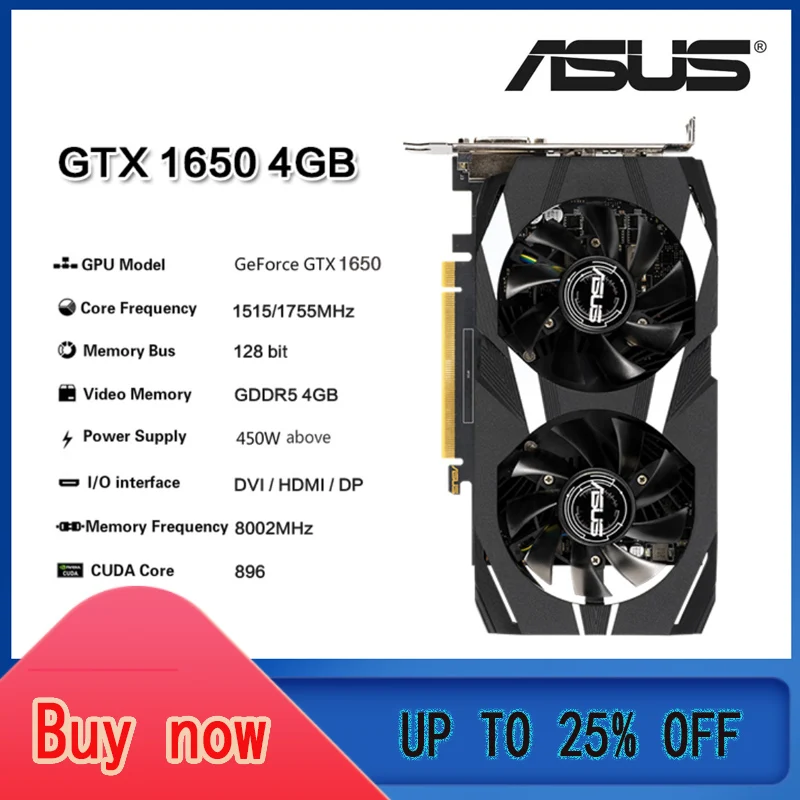 ASUS Raphic Card GTX 950 960 1050 1060 1650 1660 RX 580 2GB 3GB 4GB 6GB 8GB Video Cards GPU AMD Intel Desktop CPU Motherboard best graphics card for gaming pc Graphics Cards