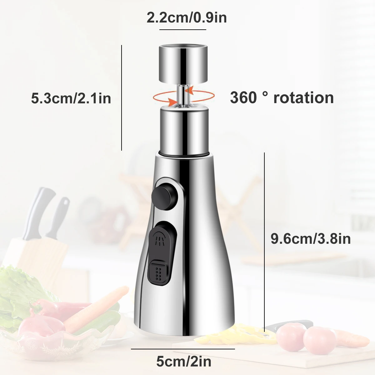 360&deg; Swivel Kitchen Faucet Head Replacement 3 Working Modes Movable Kitchen Tap Nozzle Flexible Faucets Sprayer Gadgets