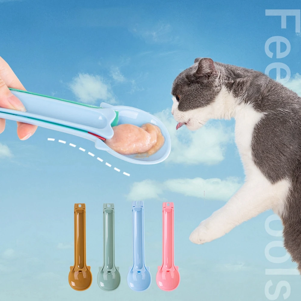 Multi-Functional Pet Food Can Spoon Sliding Long Handle Cat Strip Squeeze Spoon Cat Strip Spoon Food Storage Pet Snack Spoon