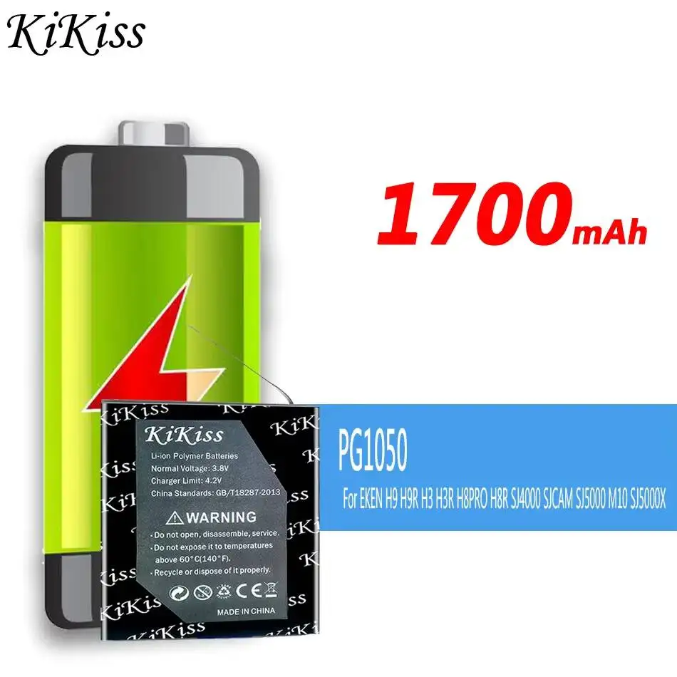 Batterie Caméra Sport PG1050 1700mAh pour EKEN H9 H9R H3 H8PRO SJ4000 SJCAM