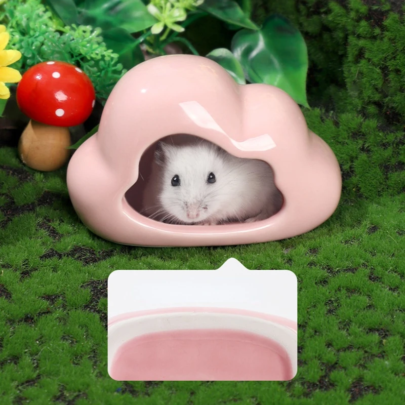 Small Animal Hideout Ceramic Chinchilla Mini Hut Cave Cage Accessories for Dwarf Hamsters Gerbils and Hedgehog Hamster House