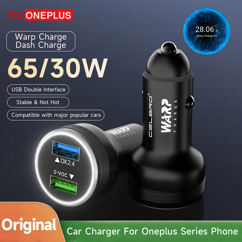 65W 30W Car Charger USB Fast Charging Warp charge For Oneplus 9R