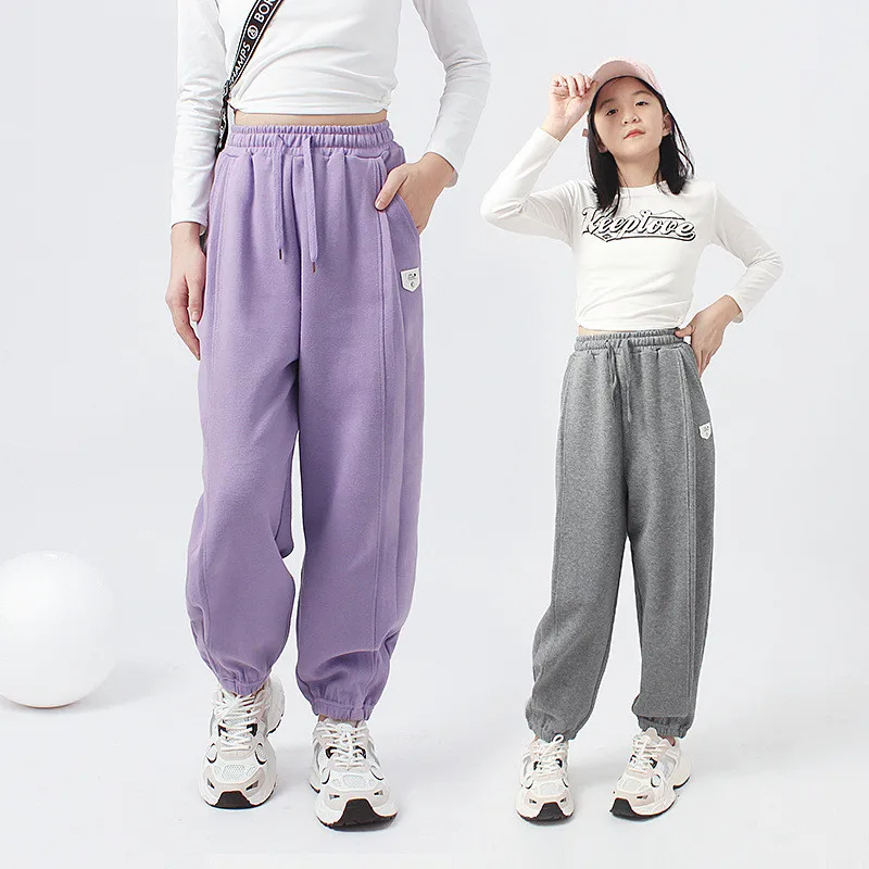 

2024 New Spring Korean Version Fashion Kids Loose Sports Causal Pants Children Elastic Trousers Teenagers Girls Sweatpants