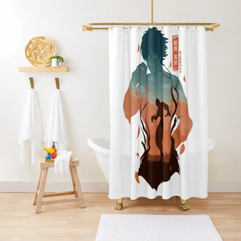 Baki Hanma Silhouette Shower Curtain For Bathrooms With Beautiful Designs Accessories For Shower And Services Cover Curtain services