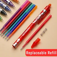 Large Capacity Ink Erasable Pen 6-color Push Gel Pen Set 0.5mm Transparent Colors Pen Office Writing Supplies Kawaii Stationery 6