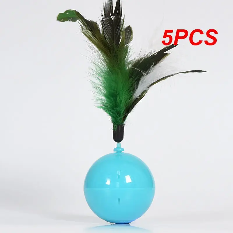 

5PCS New Cat Toy Ball Electric Intelligent Charging Automatic Rotation Cat Ball Feathers Bells Pet Supplies Cat Teasing Toys