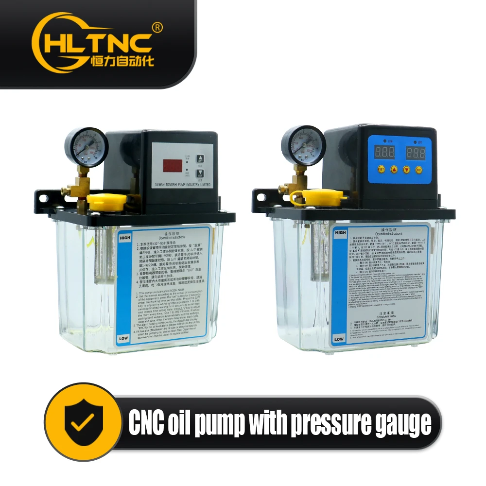 1L 2L Oil Lubrication Pump Automatic Lubricating Pump with Pressure Gauge CNC Electromagnetic Solenoid Lubricator