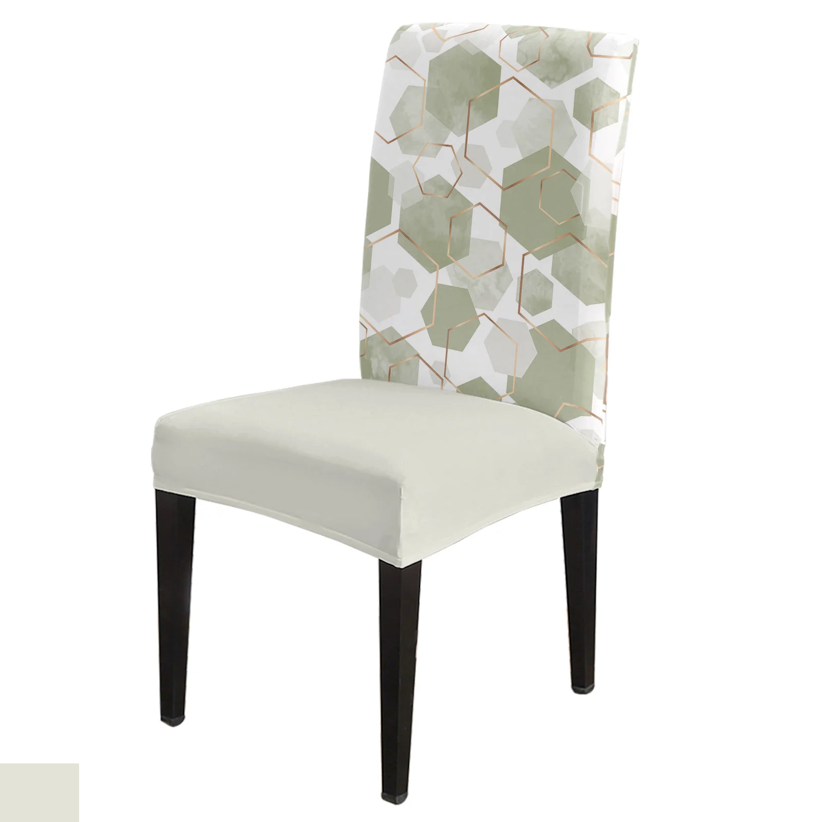 

Sage Green Geometric Texture Chair Cover Set Kitchen Stretch Spandex Seat Slipcover Home Decor Dining Room Seat Cover