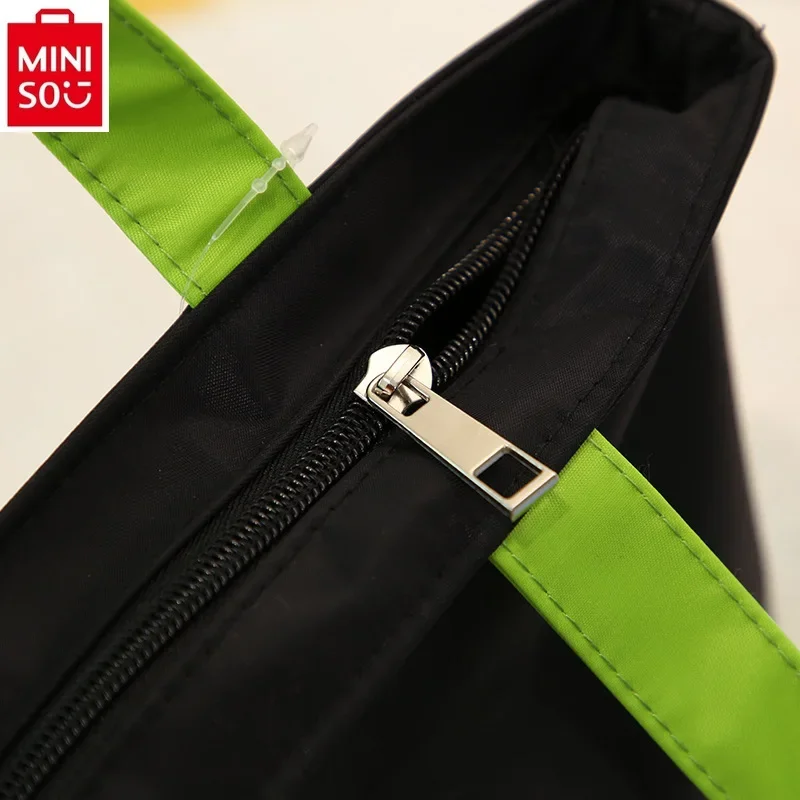 MINISO Disney Cartoon Three Eyes Printed Shopping Bag Women's High Quality Oxford Cloth Large Capacity Storage Handbag