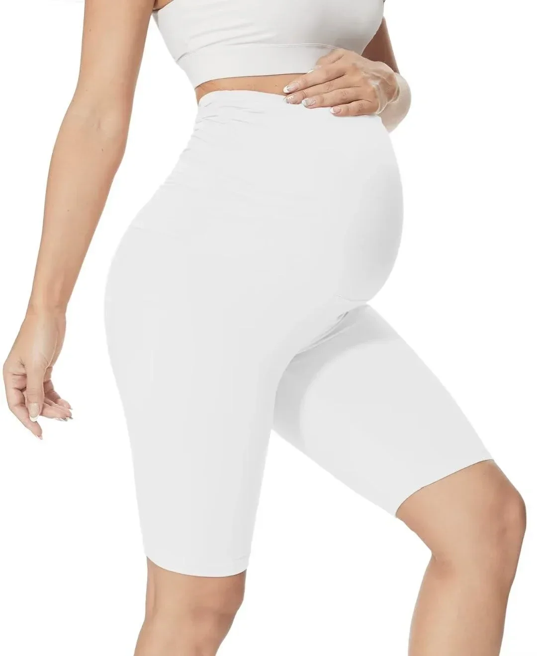 Summer Hot-selling Yoga Maternity Pants Five-point High Waist Belly Pants Fashion Casual Leggings Women