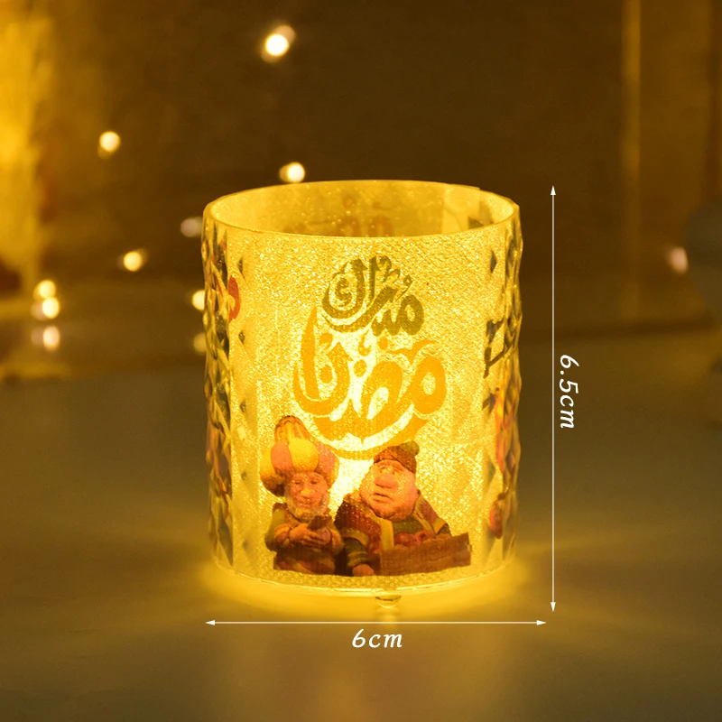 Ramadan Kareem Led Candle Light Eid Mubarak Decoration for Home Islamic Muslim Party Favors Supply Eid Al-Fitr Ornaments Lantern