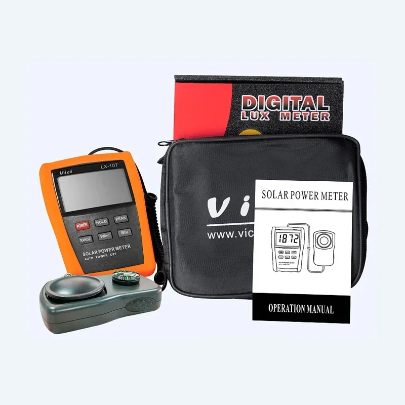 LX-107 BTU Light Radiation Tester Compass Solar Power Meter Optical Solar Research Glass Light Intensity Data Peak Hold