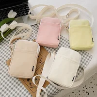 New Fashionable Mini Phone Pouch Square Vertical Tote Bag Simple Shoulder Bag Portable Lightweight Canvas Coin Crossbody Bag - Image 3